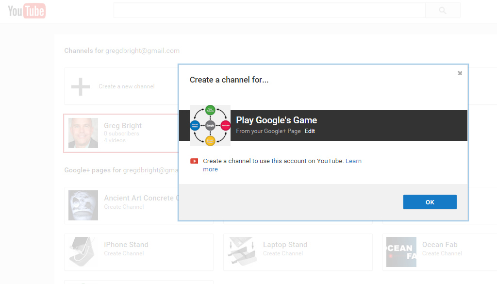create youtube channel from google plus