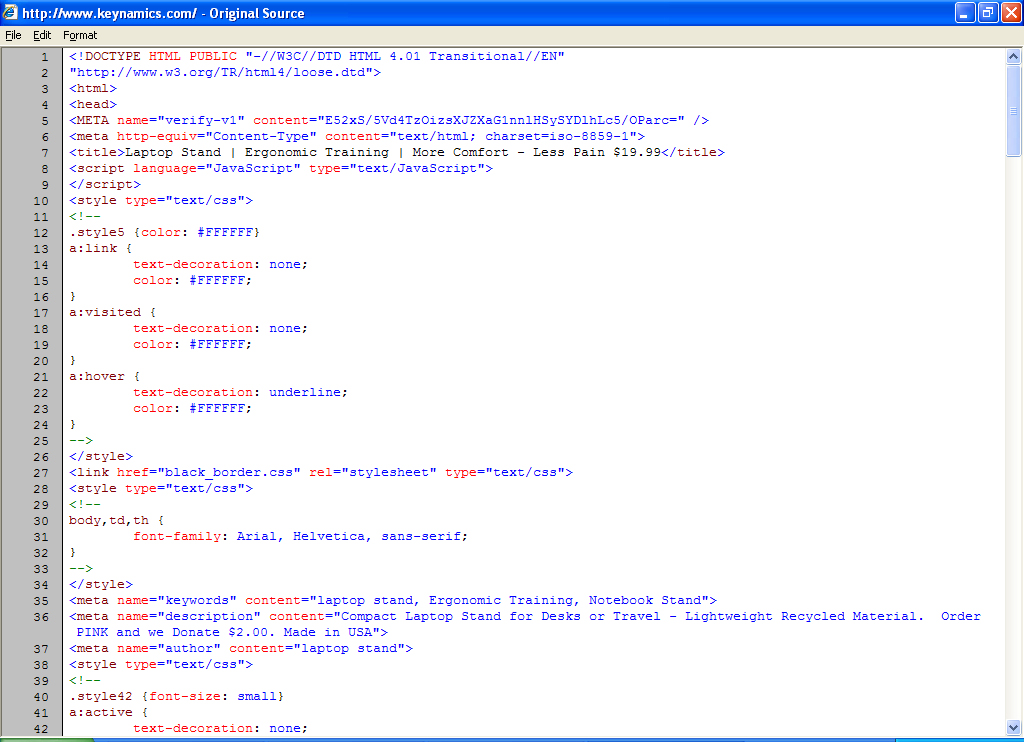 html seo example